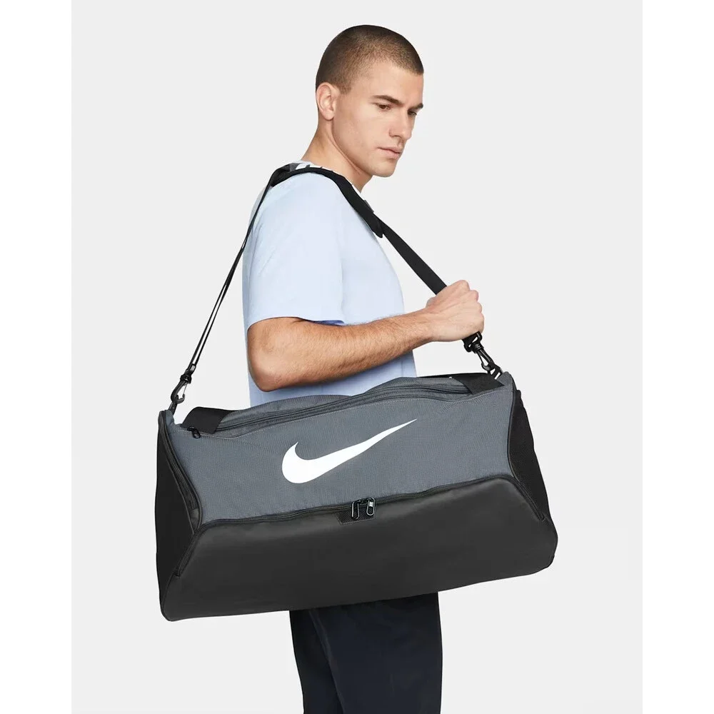 Nike Brasilia 9.5 DH7710-068 Unisex OS Gray Black Training Duffel Bag FLW099